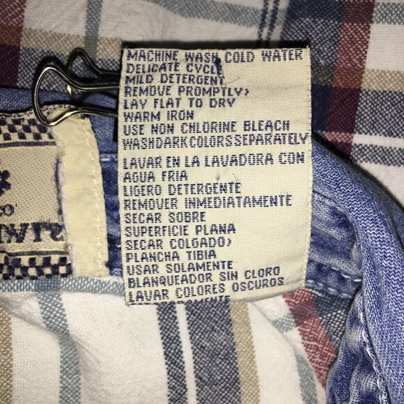 Erika Casuals Clothing Co White and Blue Plaid Button Up Shirt Size Large - Picture 6 of 7